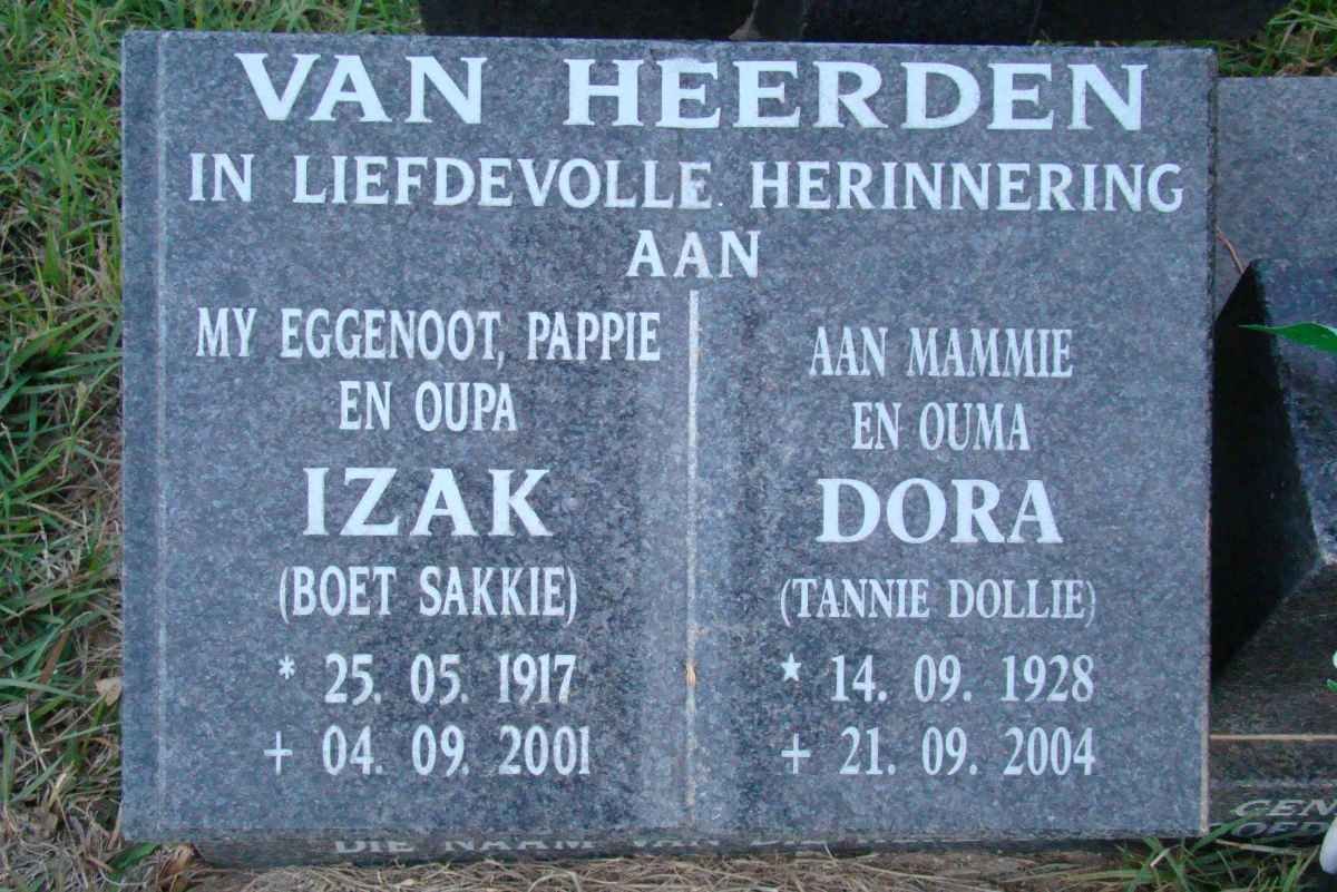 HEERDEN Izak, van 1917-2001 &amp; Dora 1928-2004