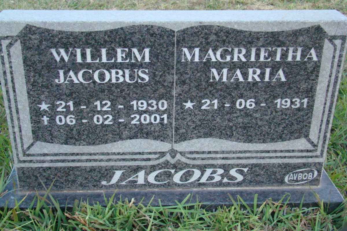 JACOBS Willem Jacobus 1930-2001 &amp; Magrietha Maria 1931-