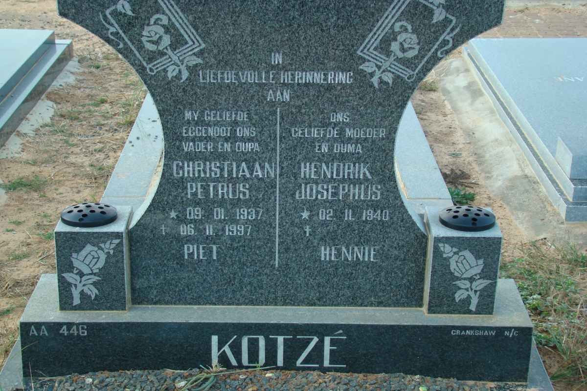 KOTZE Christiaan Peturs 1937-1997 &amp; Hendrik Josephus 1940-
