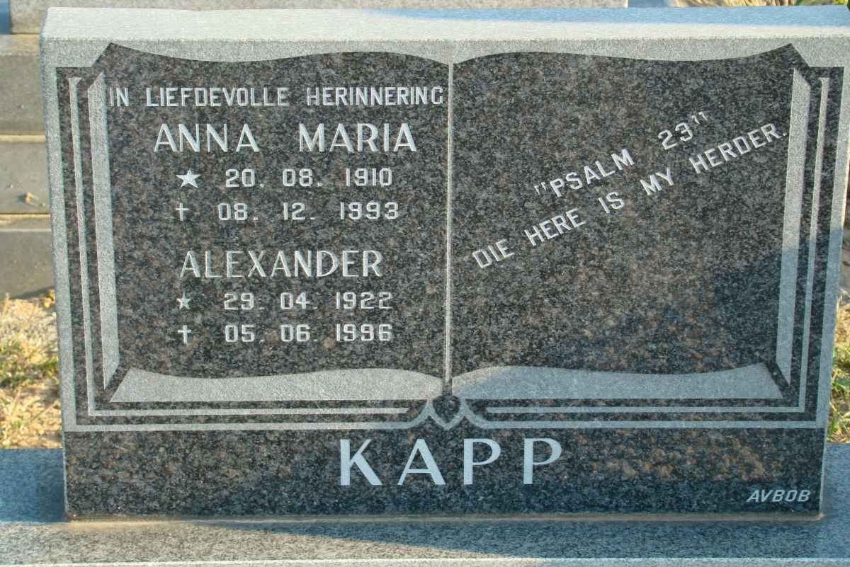 KAPP Alexander 1922-1996 &amp; Anna Maria 1910-1993