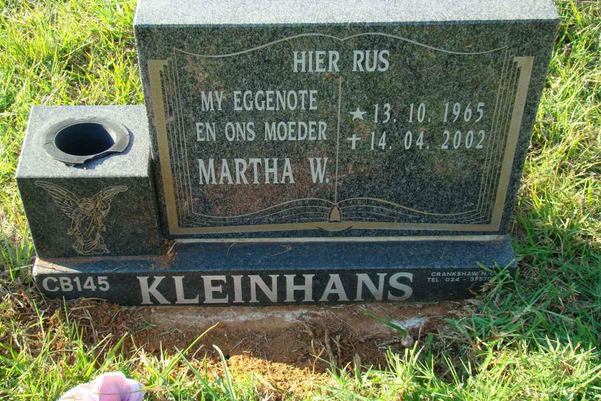 KLEINHANS Martha W. 1965-2002
