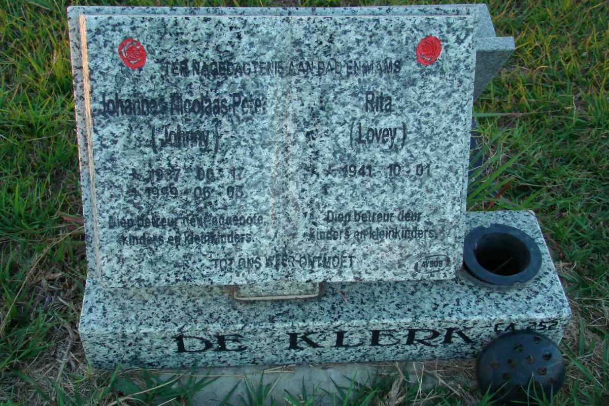 KLERK Johannes Nicolaas Pete, de 1937-1999 &amp; Rita 1941-