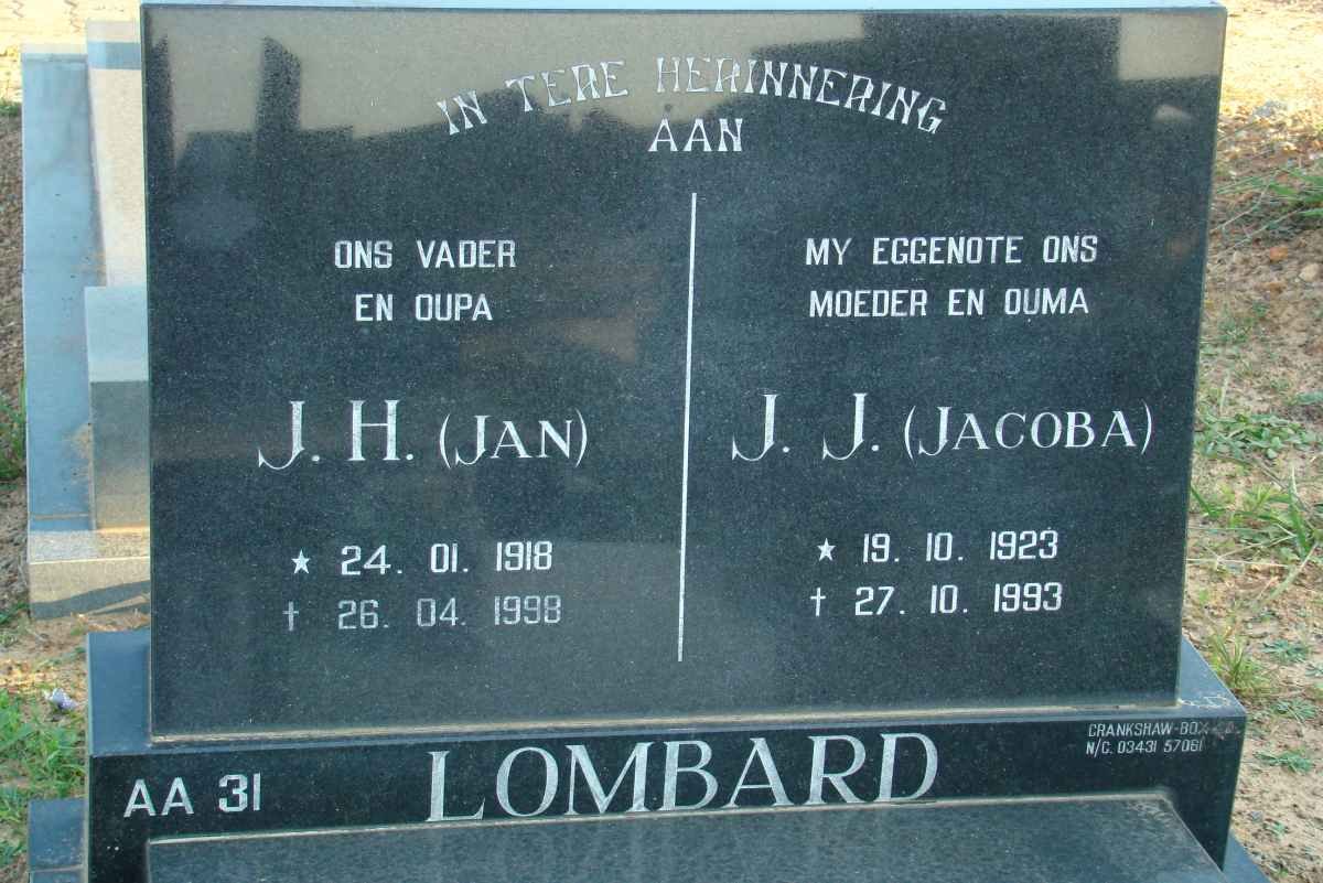 LOMBARD J.H. 1918-1998 &amp; J.J. 1923-1993