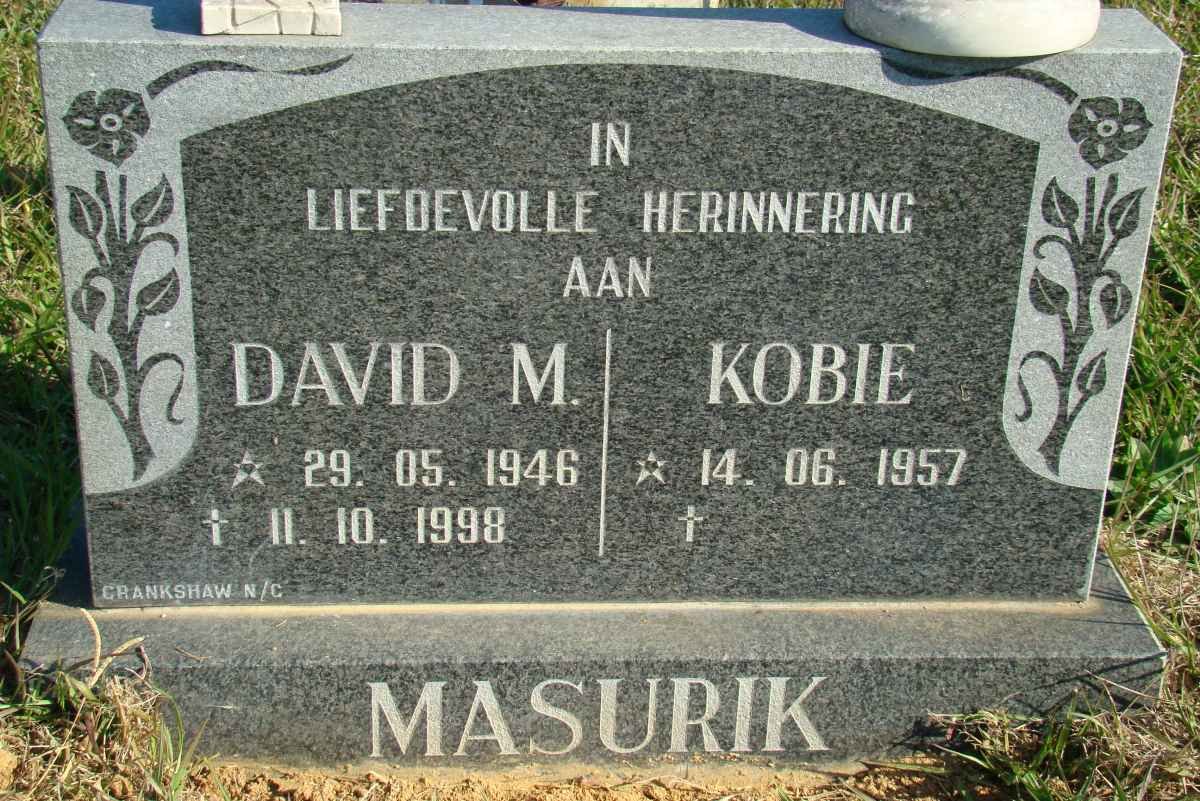 MASURIK David M. 1946-1998 &amp; Kobie 1957-