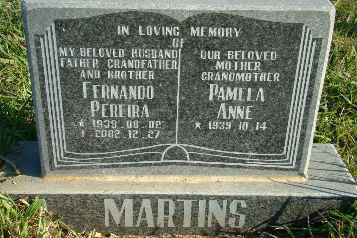 MARTINS Fernando Pereira 1939-2002 &amp; Pamela Anne 1939-