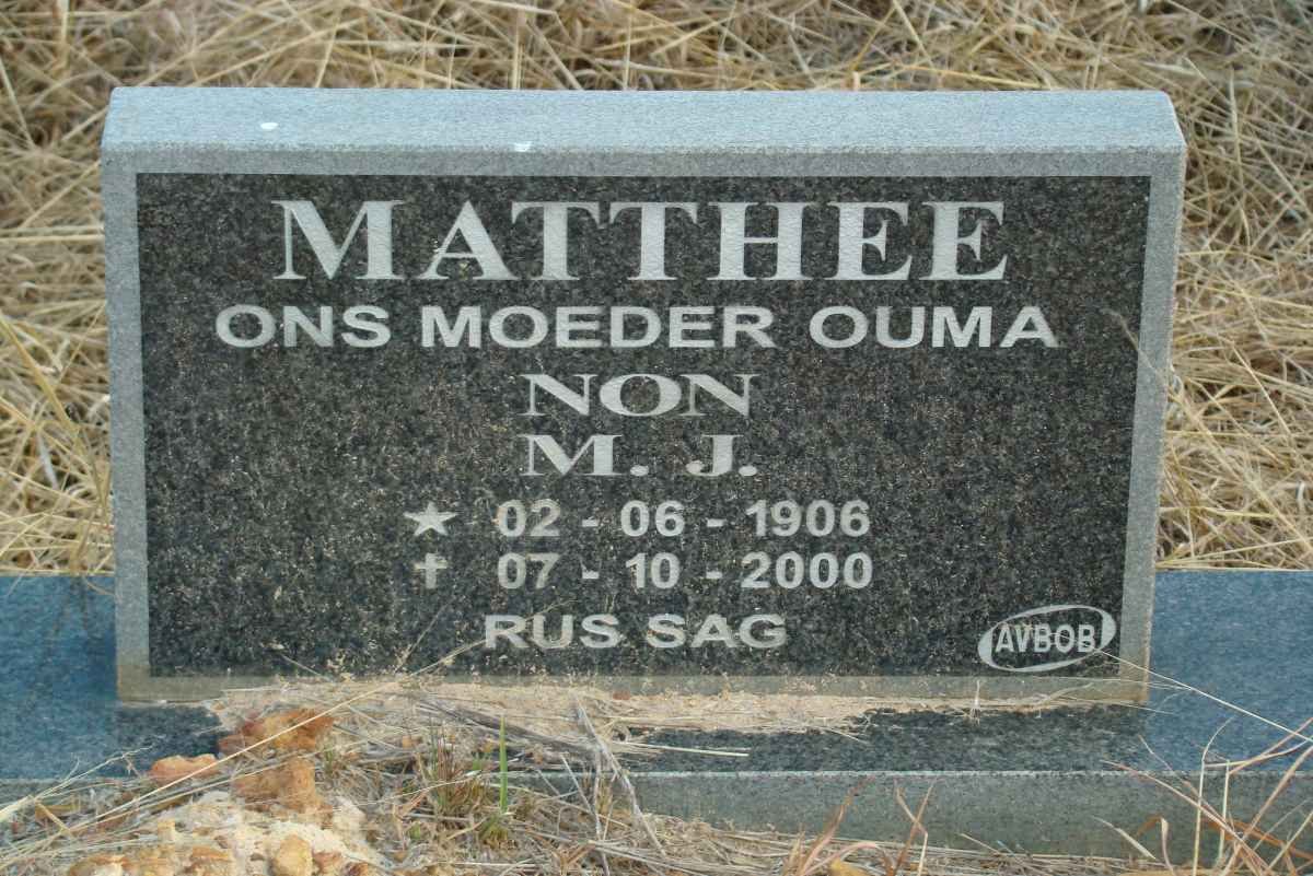 MATTHEE M.J. 1906-2000