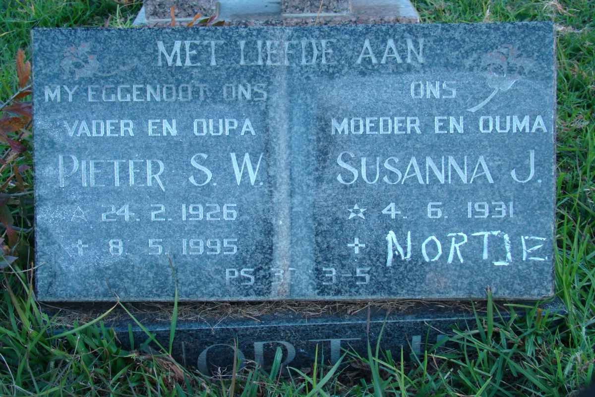 NORTJE Pieter S.W. 1926-1995 &amp; Susanna J. 1931-