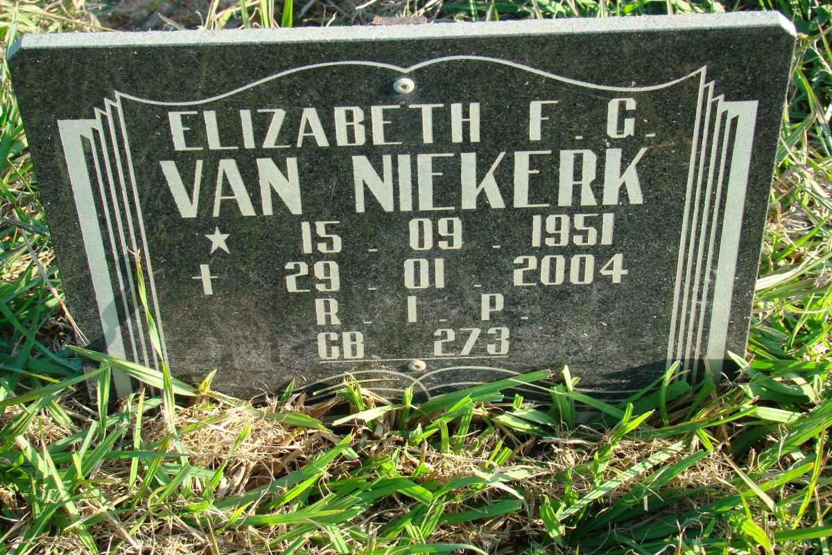 NIEKERK Elizabeth F.G., van 1951-2004