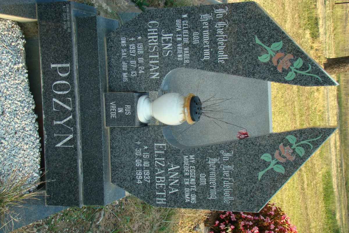 POZYN Jens Christian 1918-1997 &amp; Anna Elizabeth 1937-1994