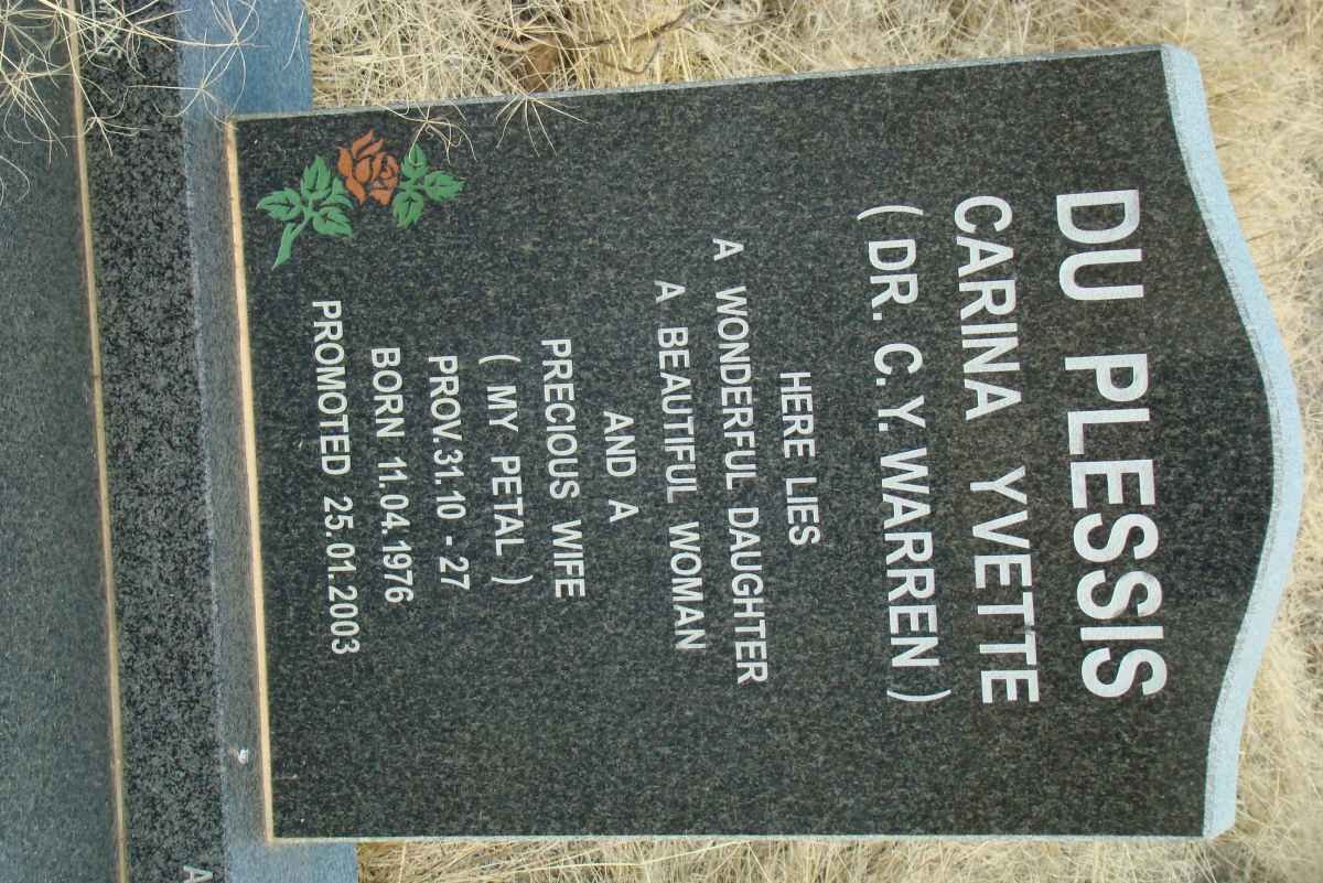 PLESSIS Carina Yvette, du nee WARREN 1976-2003