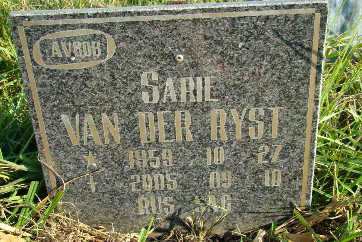 RYST Sarie, van der 1959-2005