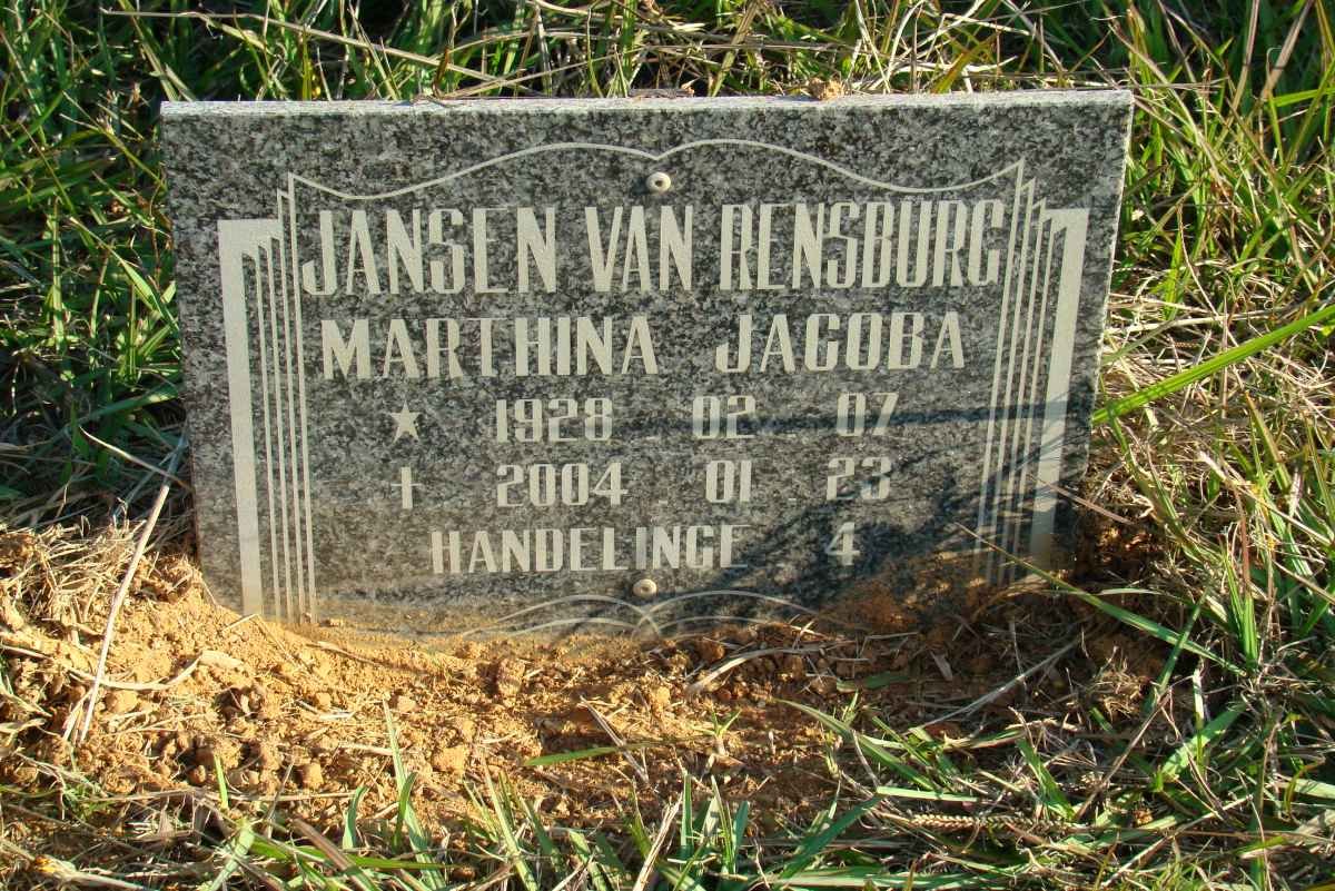RENSBURG Marthina Jacoba, Jansen van 1928-2004
