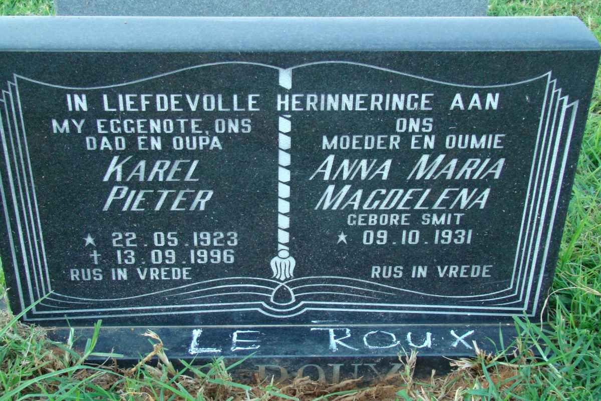ROUX Karel Pieter, le 1923-1996 &amp; Anna Maria Magdelena SMIT 1931-