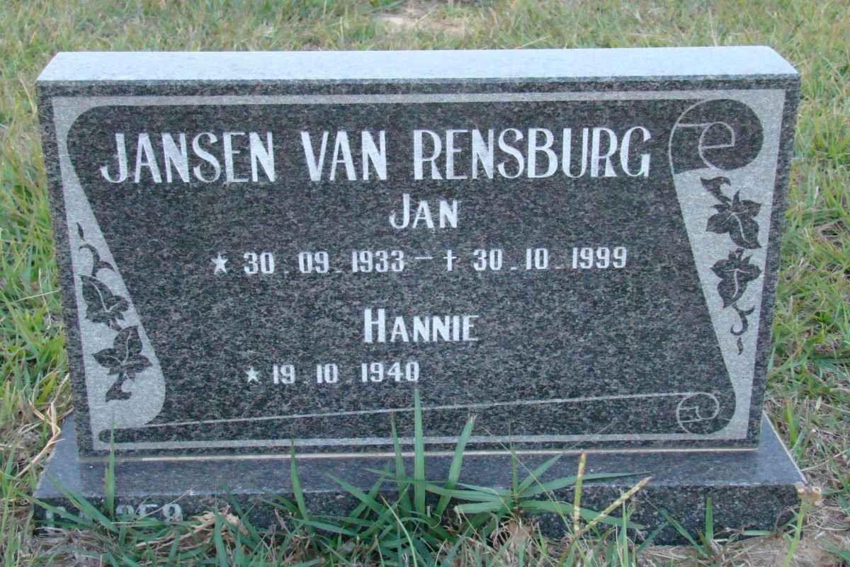 RENSBURG Jan, Jansen van 1933-1999 &amp; Hannie 1940-