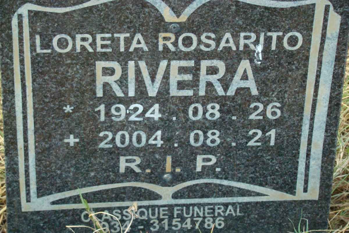 RIVERA Loreta Rosarito 1924-2004
