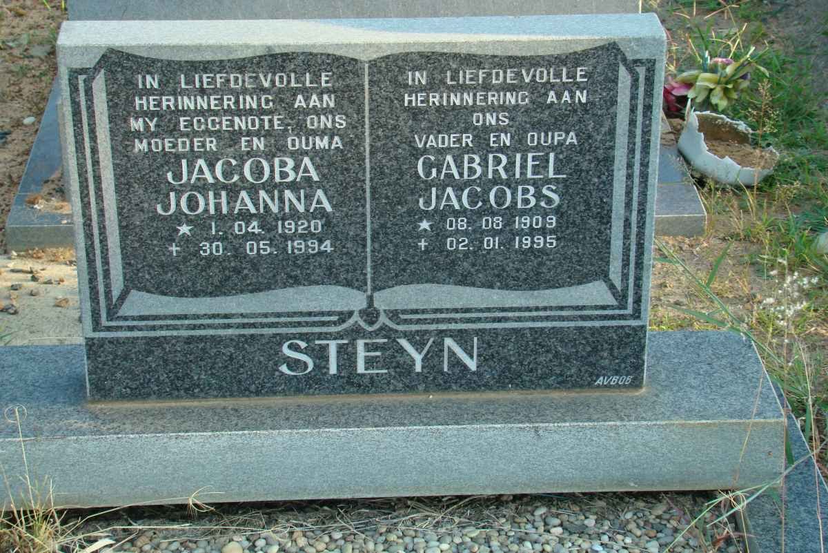 STEYN Gabriel Jacobs 1909-1995 &amp; Jacoba Johanna 1920-1994