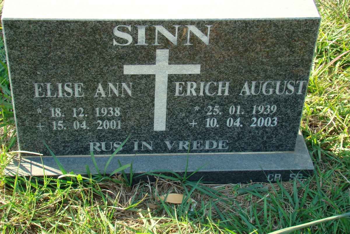 SINN Erich August 1939-2003 &amp; Elise Ann 1938-2001