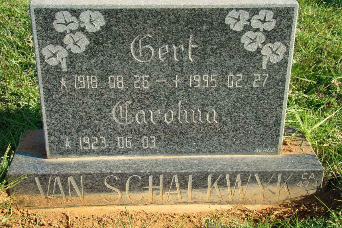 SCHALKWYK Gert, van 1918-1995 &amp; Carolina 1923-