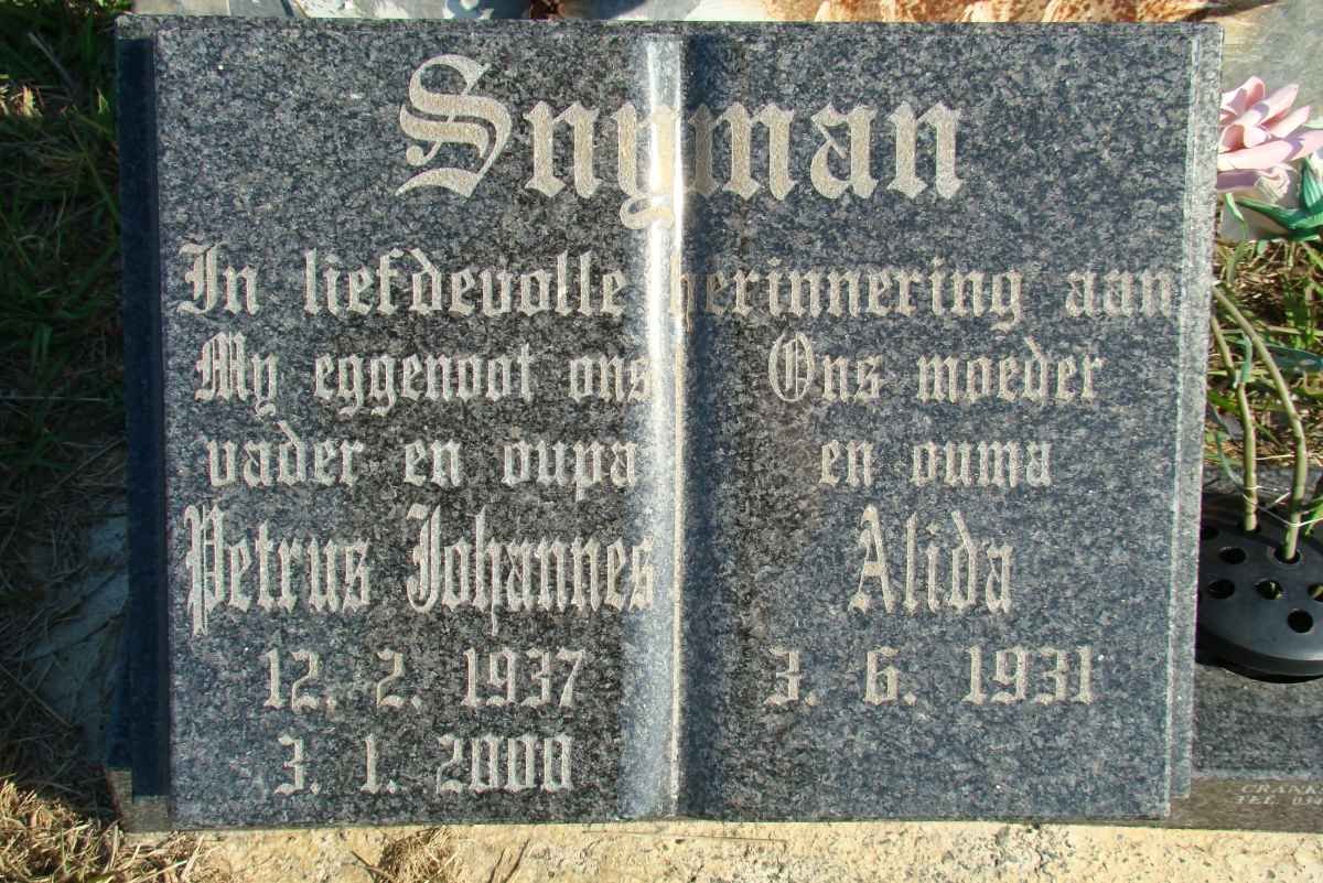 SNYMAN Petrus Johannes 1937-2000 &amp; Alida 1931-