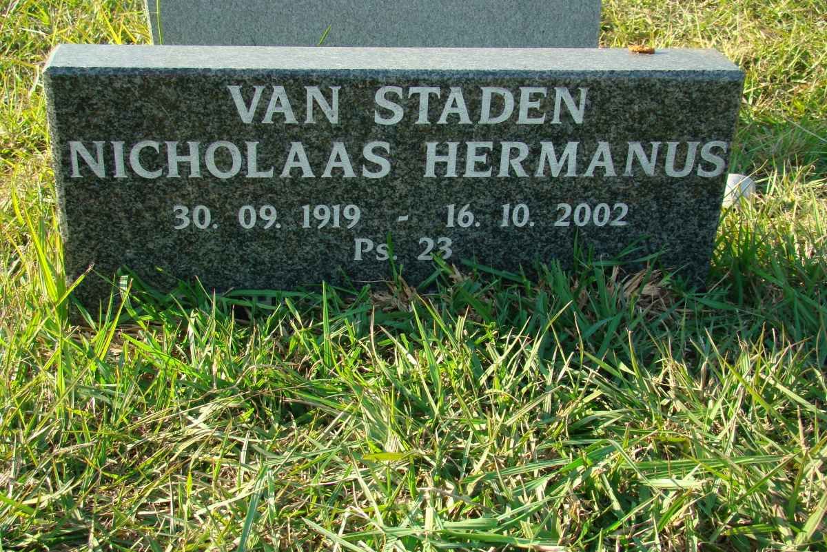 STADEN Nicholaas Hermanus, van 1919-2002