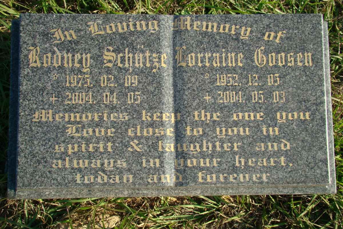SCHUTZE Rodney 1975-2004 :: GOOSEN Lorraine 1952-2004