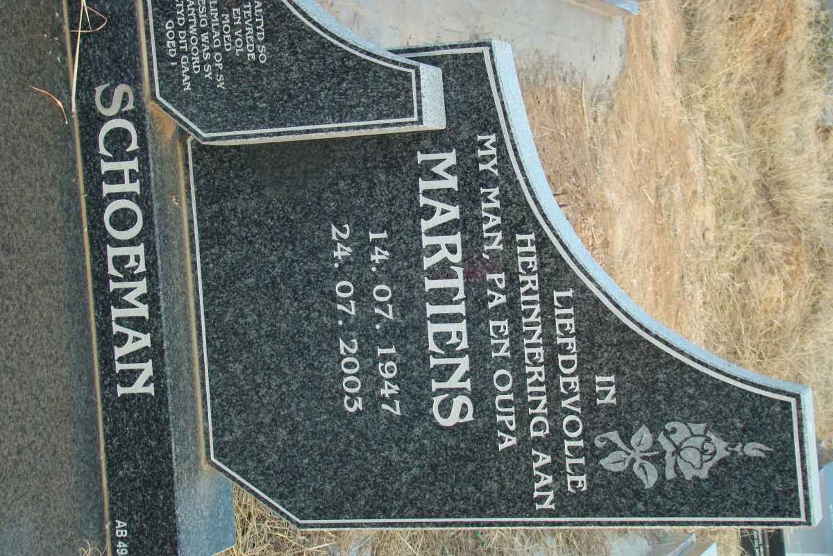 SCHOEMAN Martiens 1947-2003