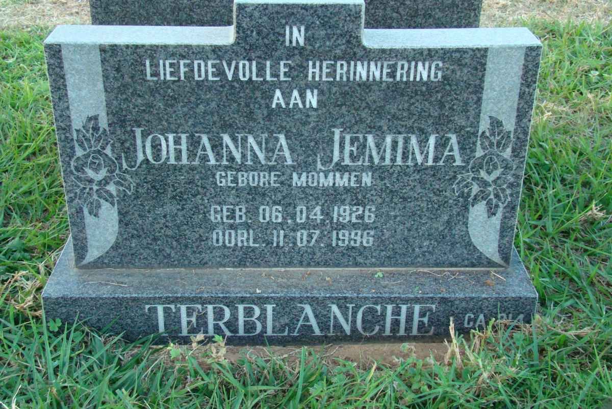 TERBLANCHE Johanna Jemima nee MOMMEN 1926-1996