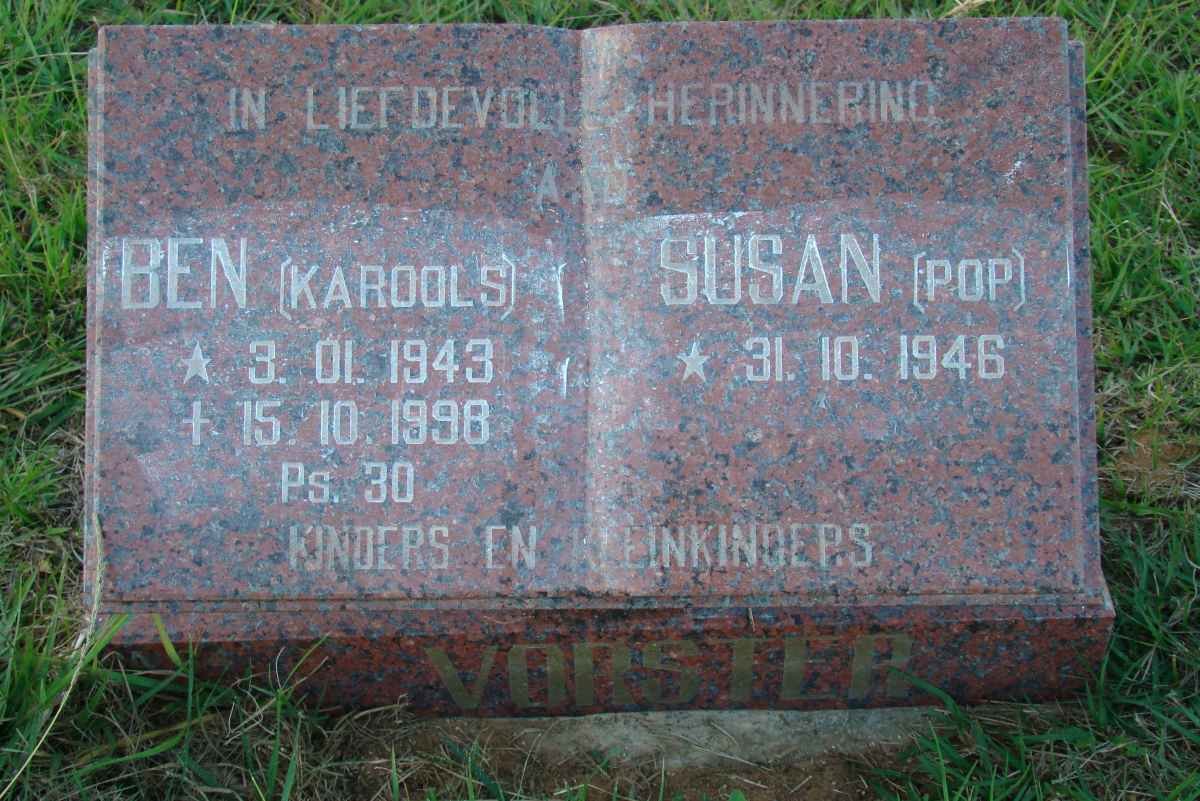 VORSTER Ben 1943-1998 &amp; Susan 1946-