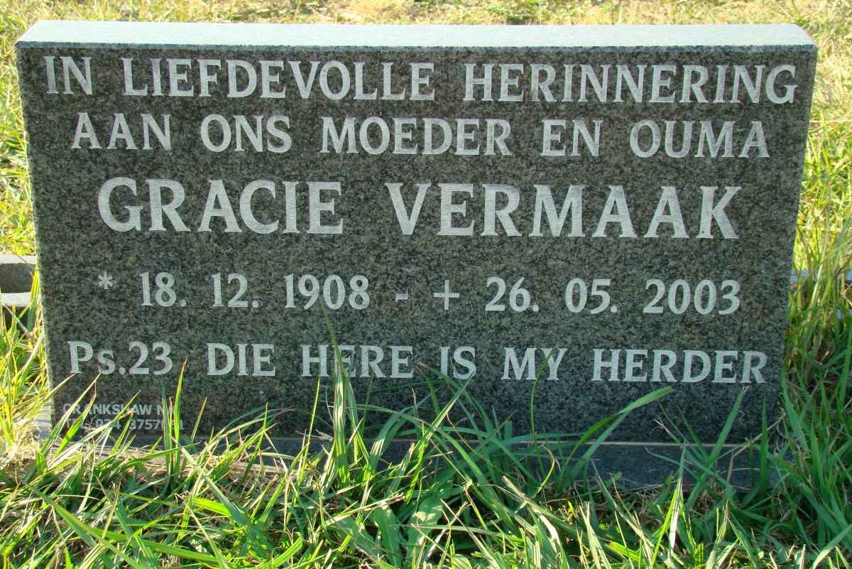 VERMAAK Gracie 1908-2003
