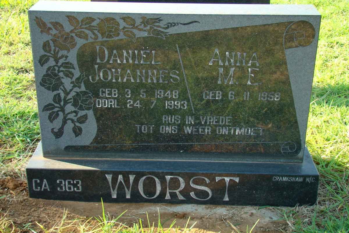 WORST Daniel Johannes 1948-1993 &amp; Anna M.E. 1958-