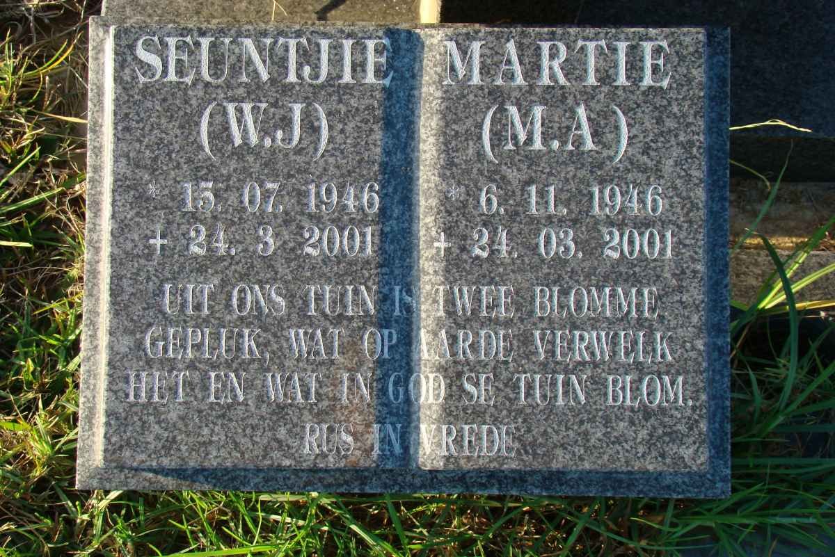 ? W.J. 1946-2001 &amp; M.A. 1946-2001