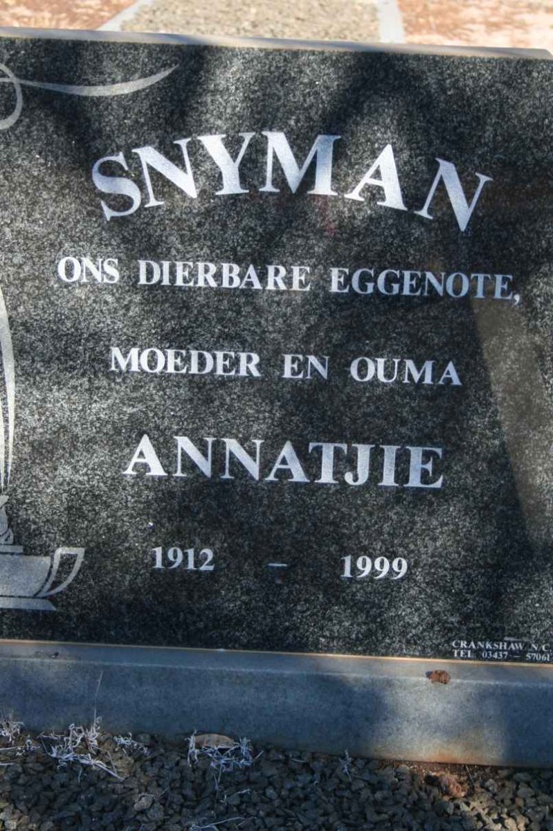 SNYMAN Annatjie 1912-1999