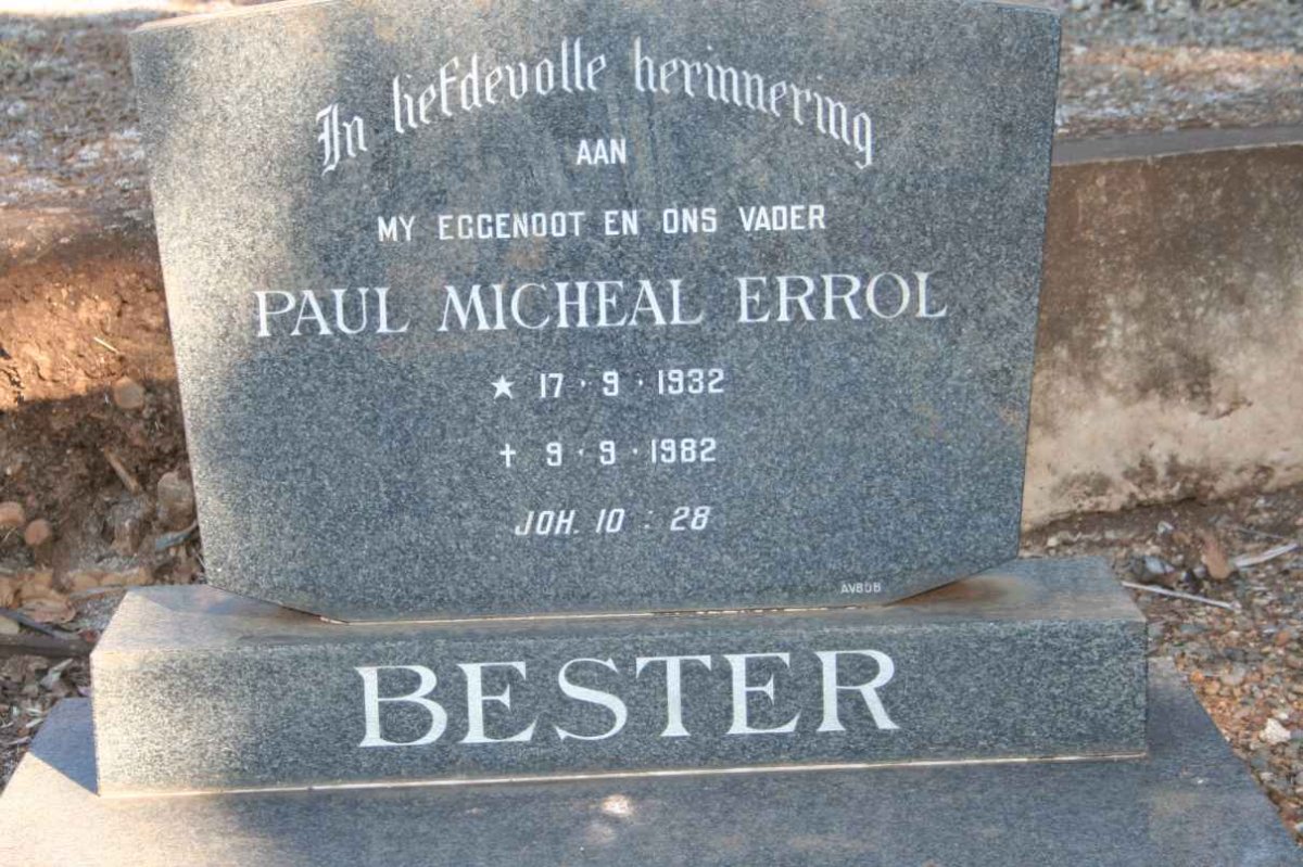 BESTER Paul Micheal Errol 1932-1982