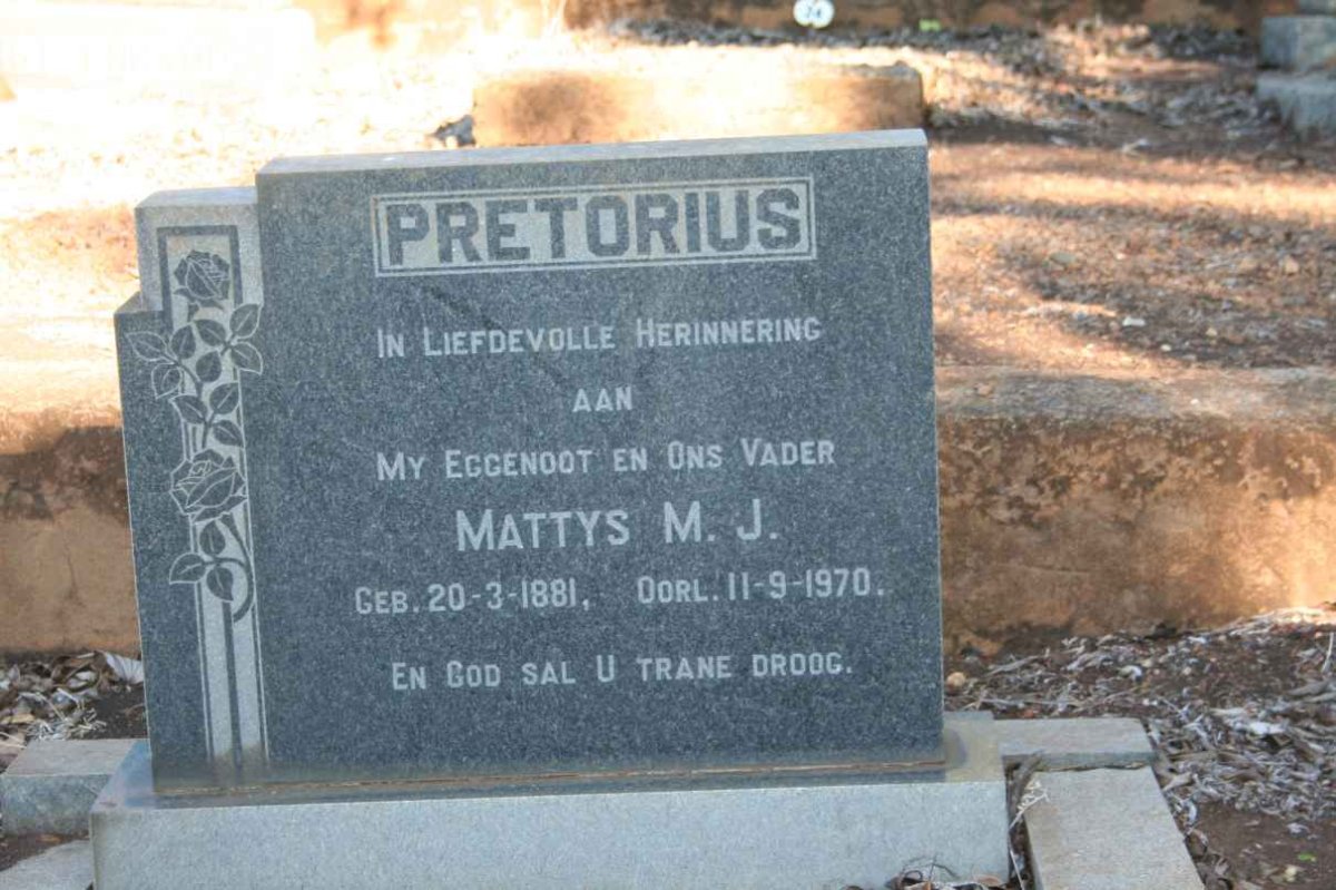 PRETORIUS Mattys M.J. 1881-1970