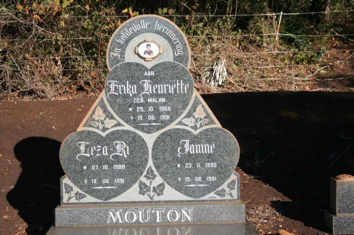 MOUTON Erika Henriette nee MALAN 1966-1991 :: MOUTON Lieza-Ri 1988-1991 :: MOUTON Janine 1990-1991