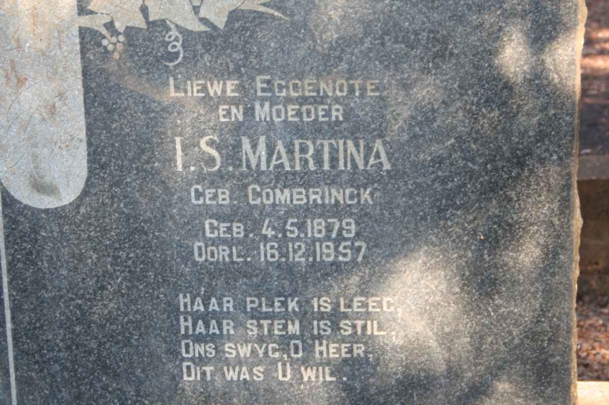 SCHEEPERS I.S. Martina nee COMBRINCK 1879-1957