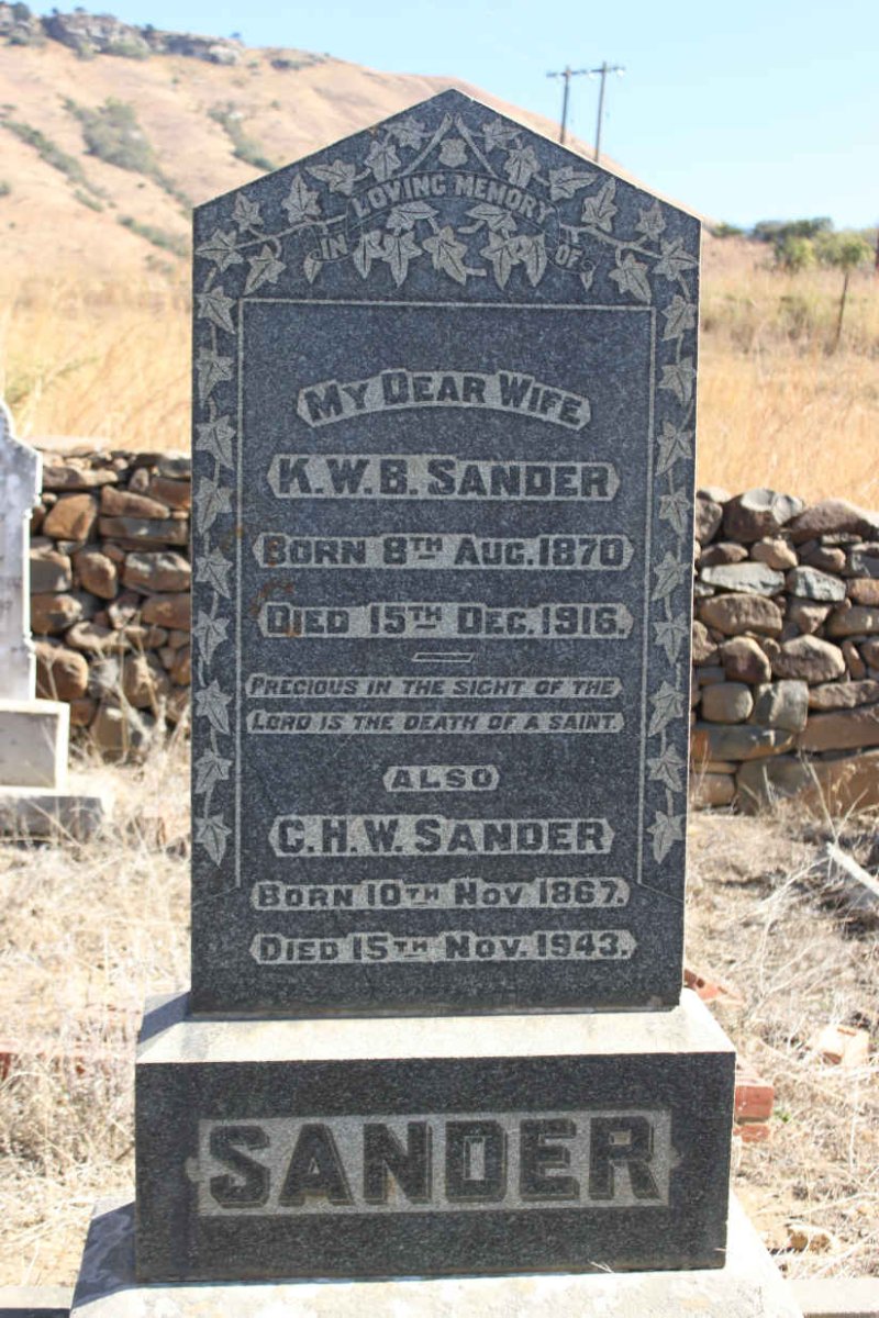 SANDER C.H.W. 1967-1943 &amp; K.W.B. 1870-1916