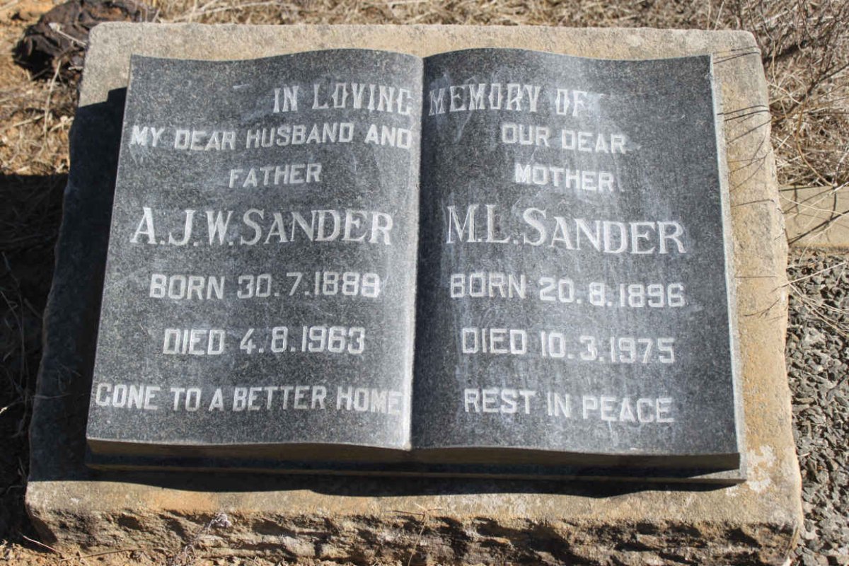 SANDER A.J.W. 1889-1963 &amp; M.L. 1896-1975
