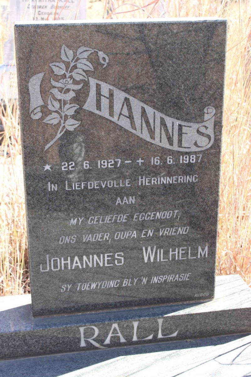 RALL Johennes Wilhelm 1927-1987