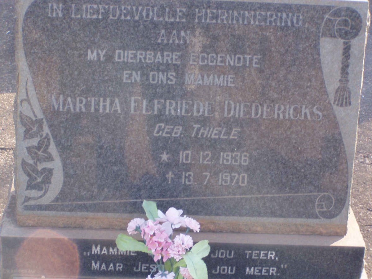 DIEDERICKS Martha Elfriede nee THIELE 1936-1970