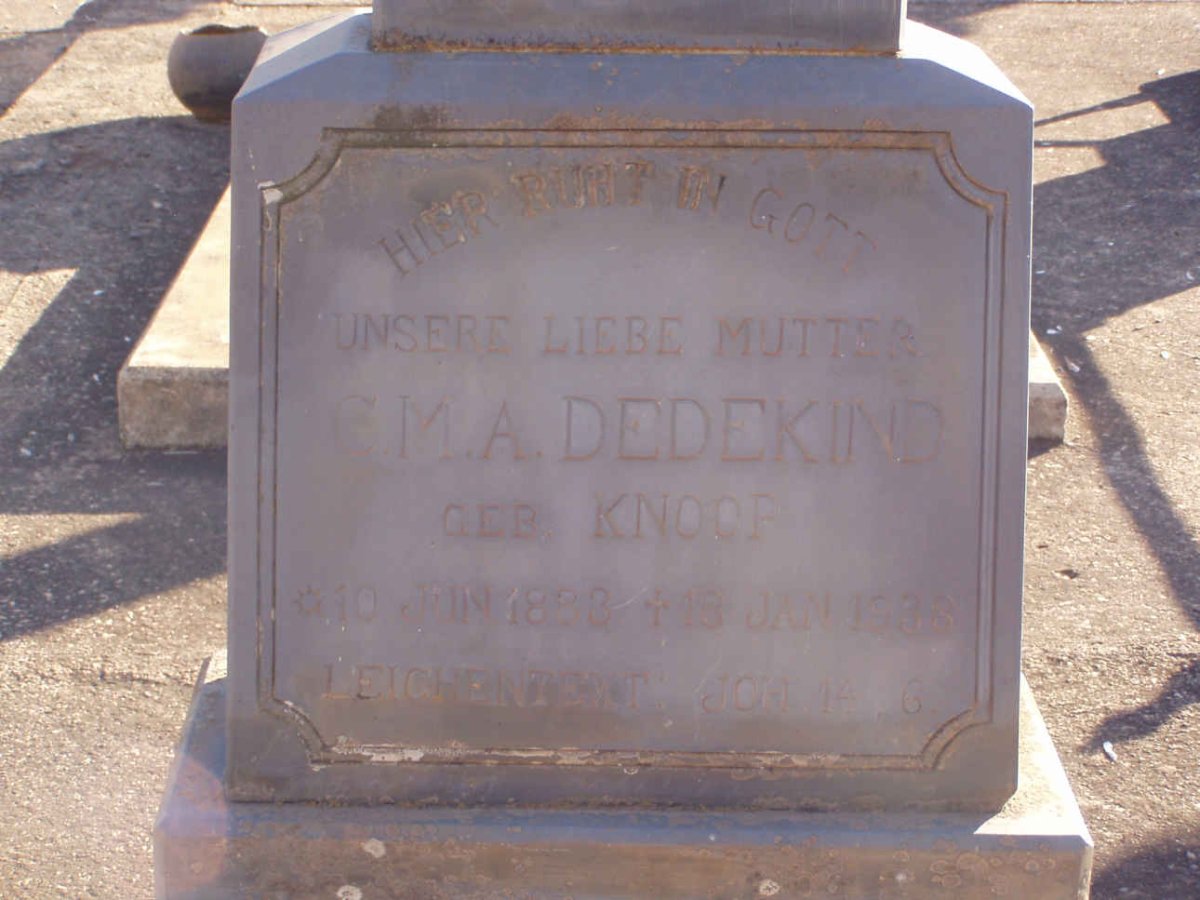 DEDEKIND C.M.A. nee KNOOP 18?3-1938