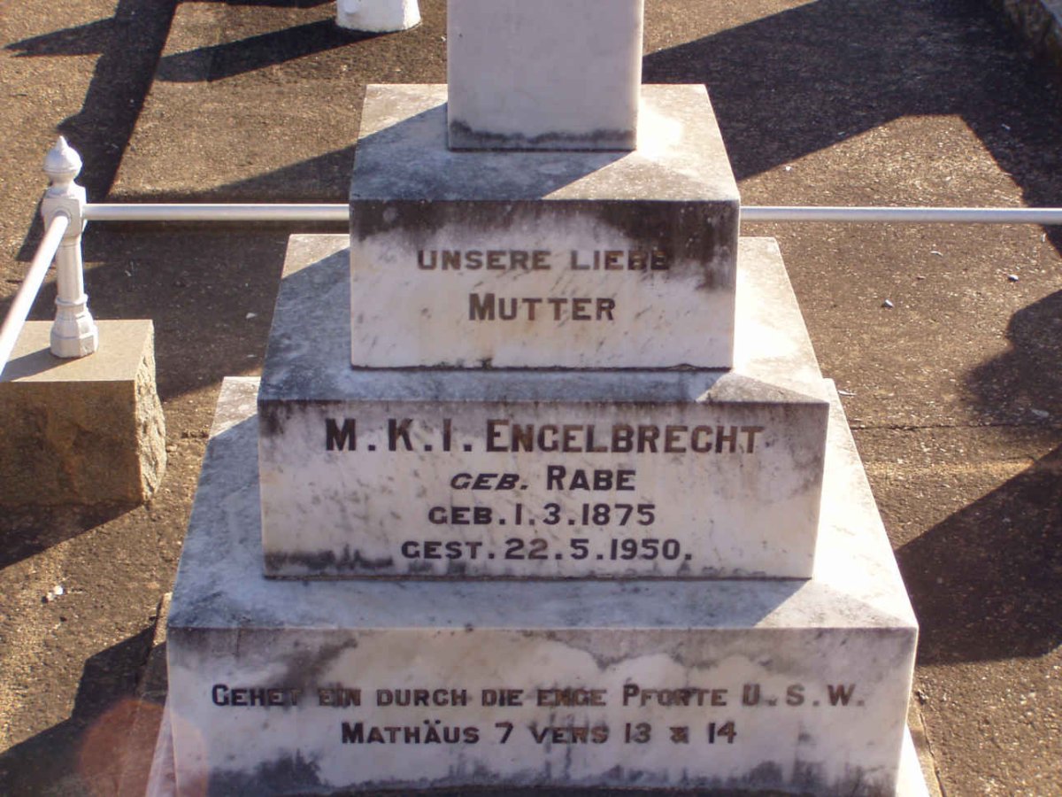 ENGELBRECHT M.K.I. nee RABE 1875-1950