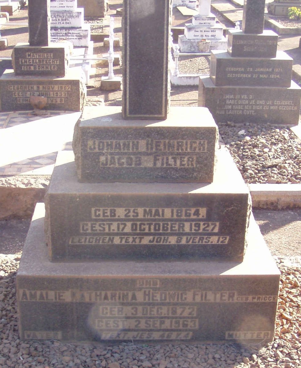FILTER Johann Heinrich Jacob 1864-1927 &amp; Amalie Katharina Hedwig PRIGGE 1872-1963