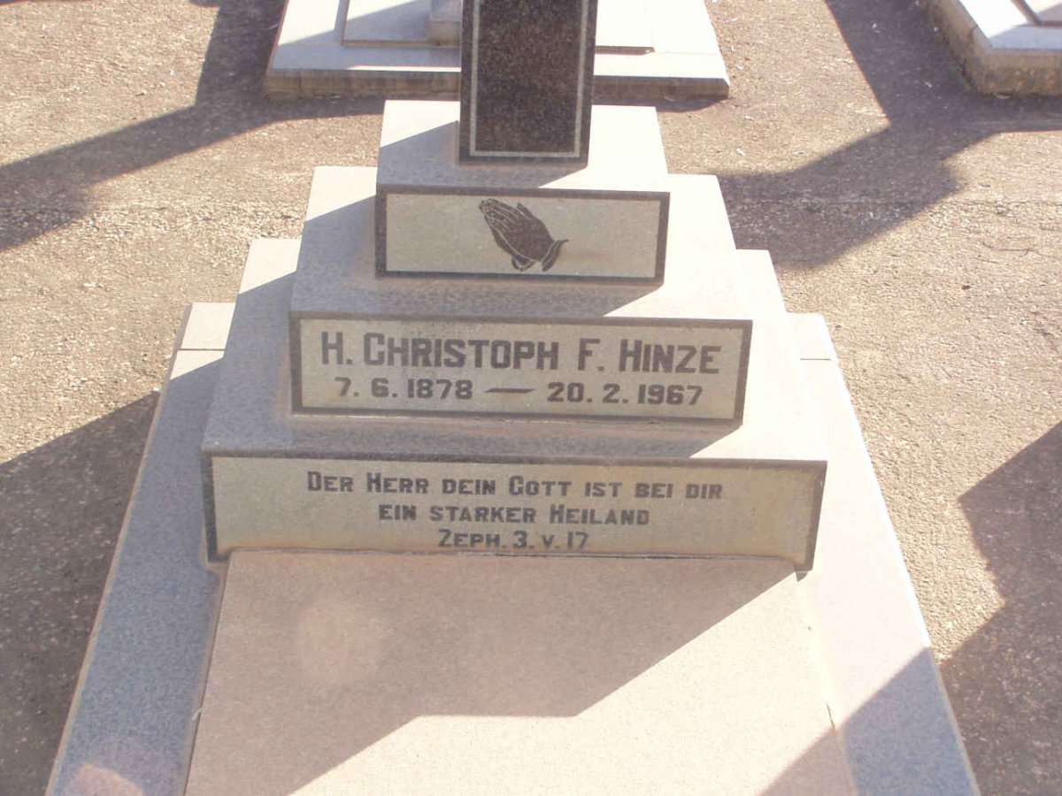 HINZE H. Christoph F. 1878-1967