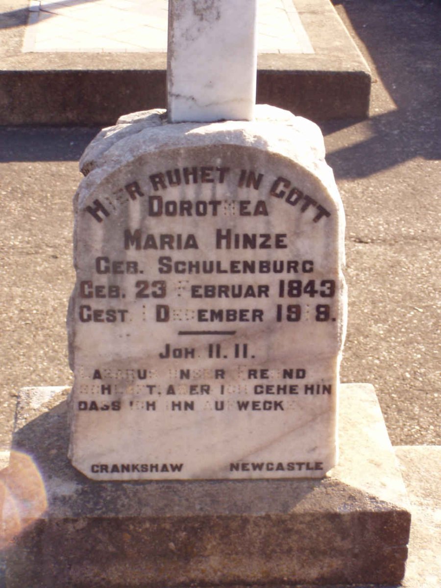 HINZE Dorothea Maria nee SCHULENBURG 1843-1919