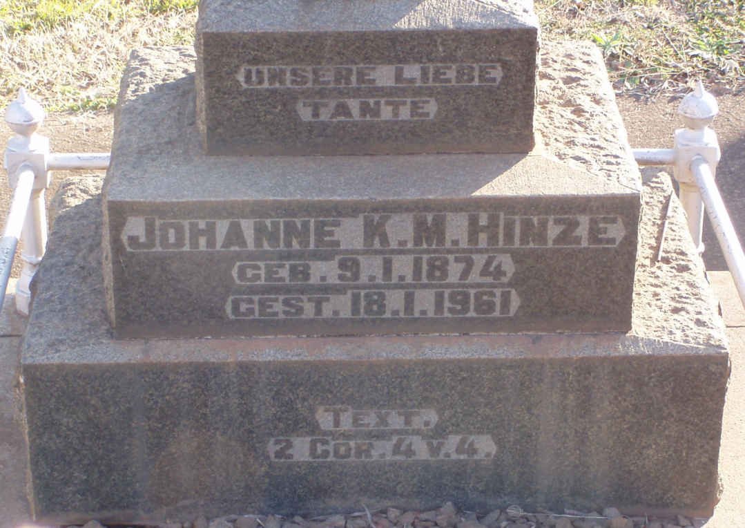 HINZE Johanne K.M. 1874-1961