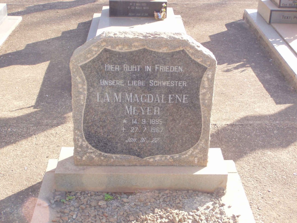 MEYER I.A.M. Magdalene 1895-1967