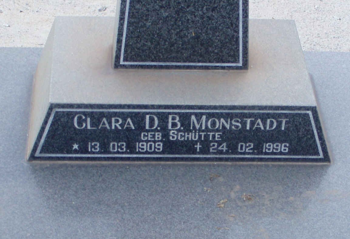 MONSTADT Clara D,B. nee SCHUTTE 1909-1996