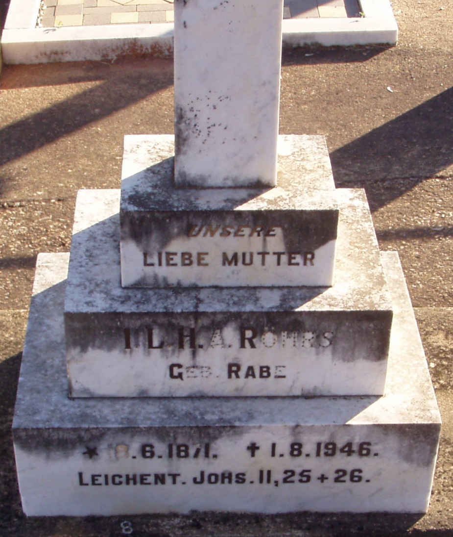 ROHRS I.L.H.A. nee RABE 1871-1946