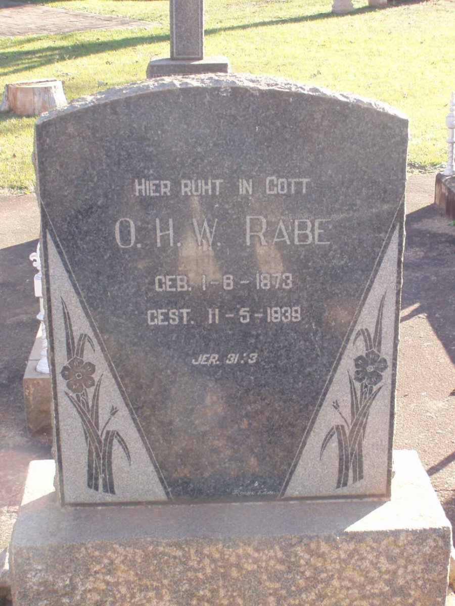 RABE O.H.W. 1873-1939